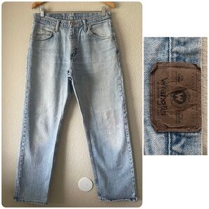 Wrangler Relaxed Straight Jeans Men’s 32x30 Blue Light Wash 100% Cotton 97601SB